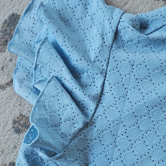 Light Blue Ruffle Sleeve Top - Picture 2 of 5